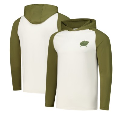 Футболка с длинным рукавом с капюшоном Columbus Blue Jackets Antigua Intrepid Sand Raglan- Cream/Olive