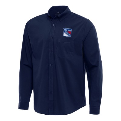 Рубашка New York Rangers Antigua Navy Flight Woven Tri-Blend