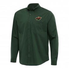 Рубашка Minnesota Wild Antigua Hunter Green Flight Woven Tri-Blend