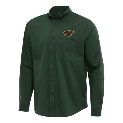 Рубашка Minnesota Wild Antigua Hunter Green Flight Woven Tri-Blend
