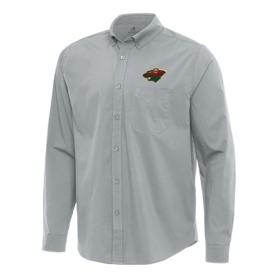 Рубашка Minnesota Wild Antigua Gray Flight Woven Tri-Blend