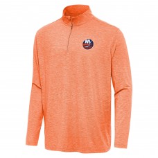 New York Islanders Antigua Heather Orange Hunk Quarter-Zip Top
