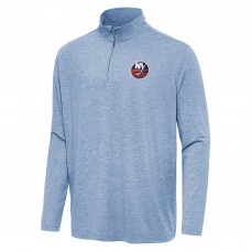 New York Islanders Antigua Heather Aqua Hunk Quarter-Zip Top