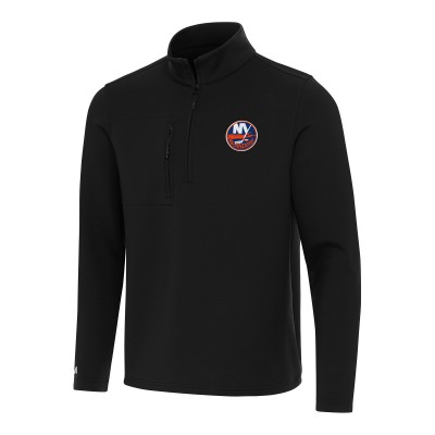 New York Islanders Antigua Black Insider Quarter-Zip Top