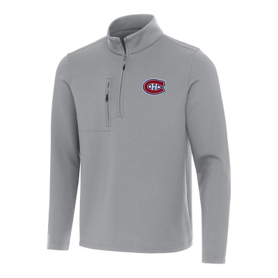 Montreal Canadiens Antigua Gray Insider Quarter-Zip Top