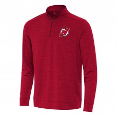 New Jersey Devils Antigua Heather Red Bright Quarter-Zip Top