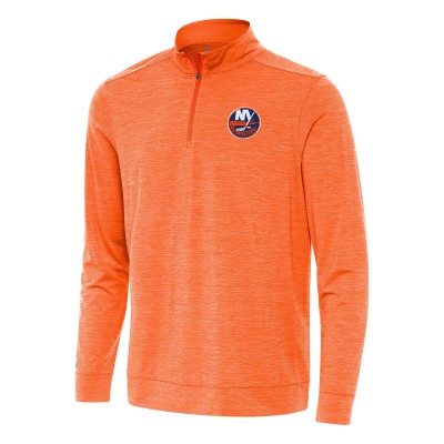 New York Islanders Antigua Heather Orange Bright Quarter-Zip Top