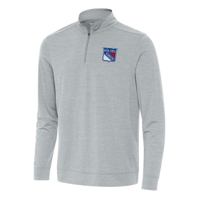 New York Rangers Antigua Heather Gray Bright Quarter-Zip Top