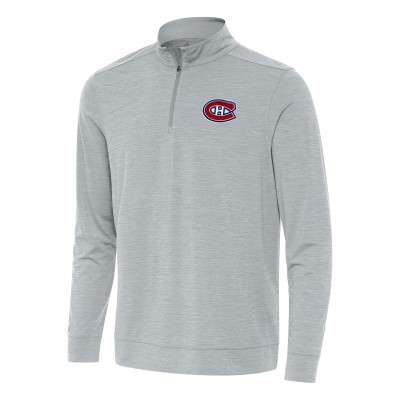 Кофта на короткой молнии Montreal Canadiens Antigua Heather Gray Bright