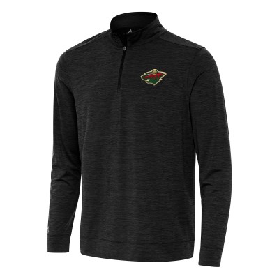 Кофта на короткой молнии Minnesota Wild Antigua Heather Black Bright