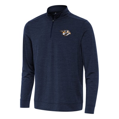 Nashville Predators Antigua Heather Navy Bright Quarter-Zip Top