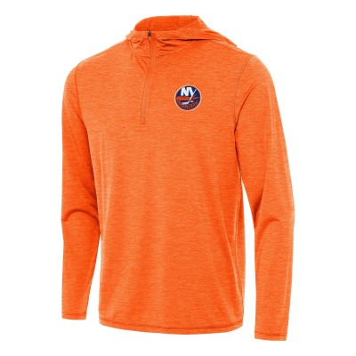 New York Islanders Antigua Heather Orange Tidy Quarter-Zip Hoodie