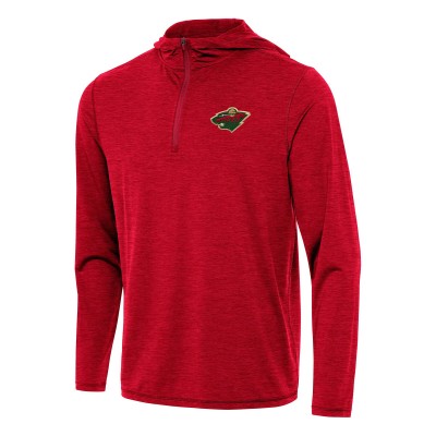 Толстовка на короткой молнии Minnesota Wild Antigua Heather Red Tidy