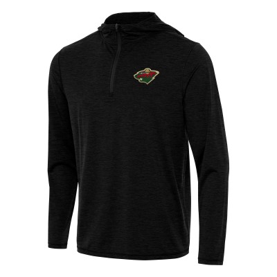 Толстовка на короткой молнии Minnesota Wild Antigua Heather Black Tidy