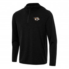 Nashville Predators Antigua Heather Black Tidy Quarter-Zip Hoodie