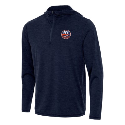 New York Islanders Antigua Heather Navy Tidy Quarter-Zip Hoodie