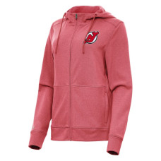 Женская толстовка New Jersey Devils Antigua Heather Red Seeker Full-Zip
