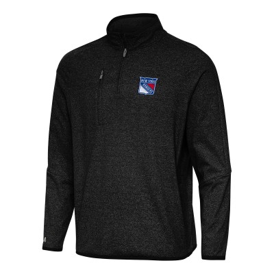 Кофта на короткой молнии New York Rangers Antigua Heather Black Certain Tri-Blend