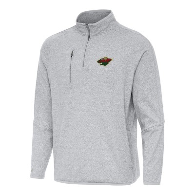 Кофта на короткой молнии Minnesota Wild Antigua Heather Gray Certain Tri-Blend