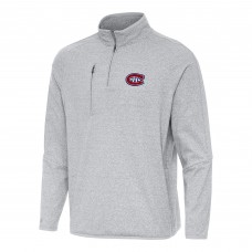 Montreal Canadiens Antigua Heather Gray Certain Quarter-Zip Tri-Blend Sweatshirt Montreal Canadiens Antigua Heather Gray Certain Quarter-Zip Tri-Blend Sweatshirt