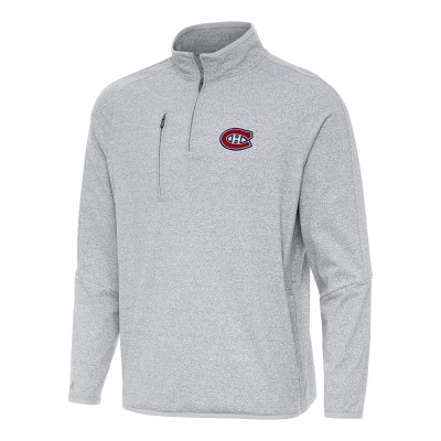 Montreal Canadiens Antigua Heather Gray Certain Quarter-Zip Tri-Blend Sweatshirt