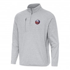 New York Islanders Antigua Heather Gray Certain Quarter-Zip Tri-Blend Sweatshirt