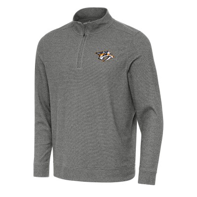 Nashville Predators Antigua Heather Black Subtle Quarter-Zip Sweatshirt