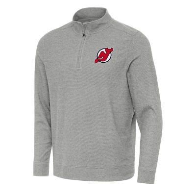 Кофта на короткой молнии New Jersey Devils Antigua Heather Gray Subtle