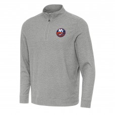 New York Islanders Antigua Heather Gray Subtle Quarter-Zip Sweatshirt