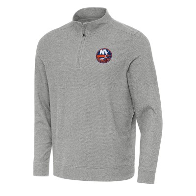 New York Islanders Antigua Heather Gray Subtle Quarter-Zip Sweatshirt
