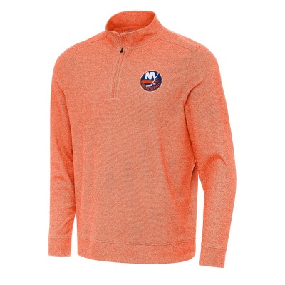 New York Islanders Antigua Heather Orange Subtle Quarter-Zip Sweatshirt