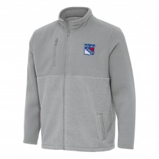 New York Rangers Antigua Gray Daily Fused Full-Zip Jacket New York Rangers Antigua Gray Daily Fused Full-Zip Jacket