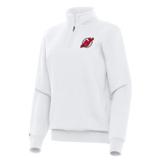 Женская свитшот New Jersey Devils Antigua White Victory Quarter-Zip