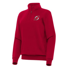 Женская свитшот New Jersey Devils Antigua Red Victory Quarter-Zip