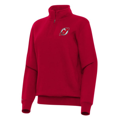 Женская свитшот New Jersey Devils Antigua Red Victory Quarter-Zip