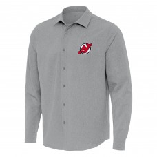 Рубашка New Jersey Devils Antigua Gray Exposure Woven Рубашка New Jersey Devils Antigua Gray Exposure Woven