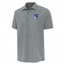 New York Rangers Antigua Gray Activate Woven Short Sleeve Button-Up Shirt New York Rangers Antigua Gray Activate Woven Short Sleeve Button-Up Shirt
