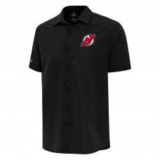 Рубашка с коротким рукавом New Jersey Devils Antigua Black Activate Woven