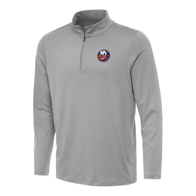 New York Islanders Antigua Gray Reprocess Quarter-Zip Top