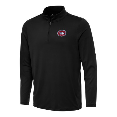 Montreal Canadiens Antigua Black Reprocess Quarter-Zip Top