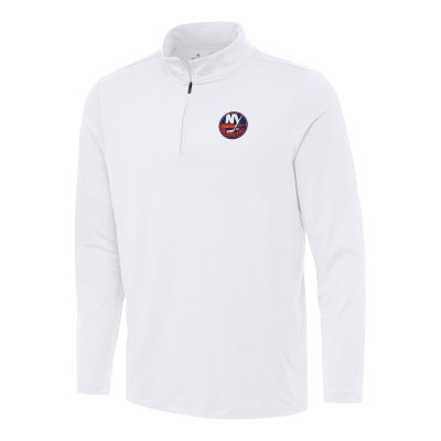 New York Islanders Antigua White Reprocess Quarter-Zip Top