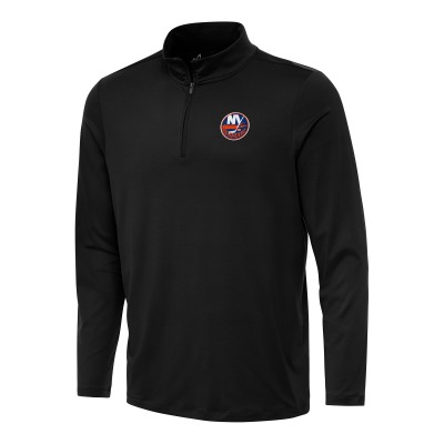 New York Islanders Antigua Black Reprocess Quarter-Zip Top
