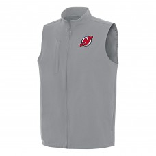New Jersey Devils Antigua Gray Regard Full-Zip Vest New Jersey Devils Antigua Gray Regard Full-Zip Vest