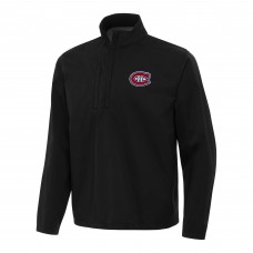 Montreal Canadiens Antigua Black Brisk Quarter-Zip Windbreaker
