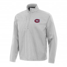 Montreal Canadiens Antigua Heather Gray Brisk Quarter-Zip Windbreaker