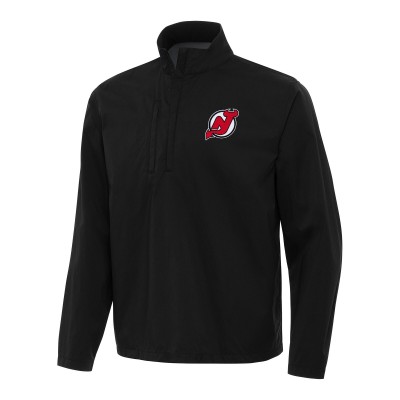 New Jersey Devils Antigua Black Brisk Quarter-Zip Windbreaker