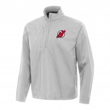 New Jersey Devils Antigua Heather Gray Brisk Quarter-Zip Windbreaker