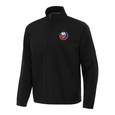 New York Islanders Antigua Black Brisk Quarter-Zip Windbreaker
