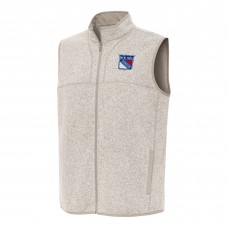 New York Rangers Antigua Oatmeal Fortune Full-Zip Vest New York Rangers Antigua Oatmeal Fortune Full-Zip Vest