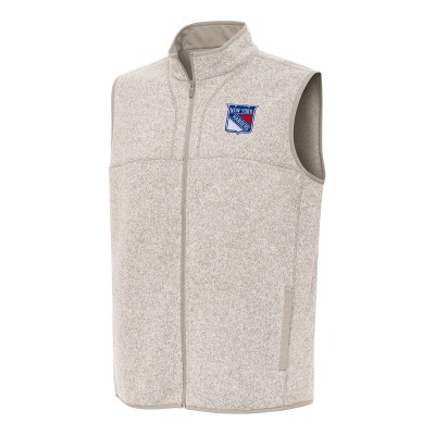 New York Rangers Antigua Oatmeal Fortune Full-Zip Vest
